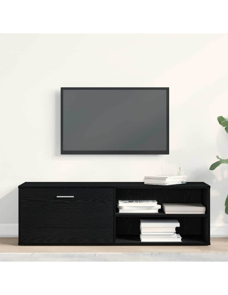 Mobile TV Rovere Nero 120x34x37 cm in Legno Multistrato