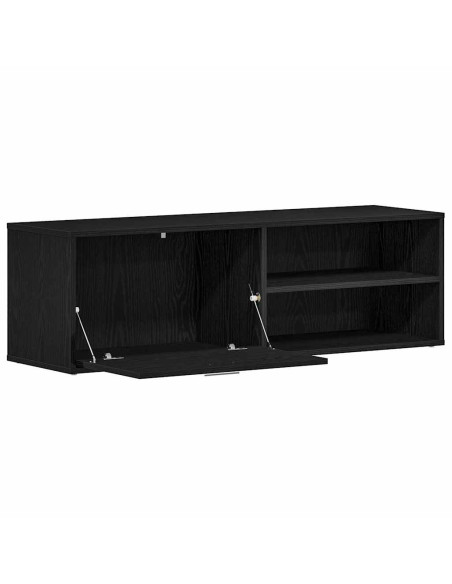 Mobile TV Rovere Nero 120x34x37 cm in Legno Multistrato