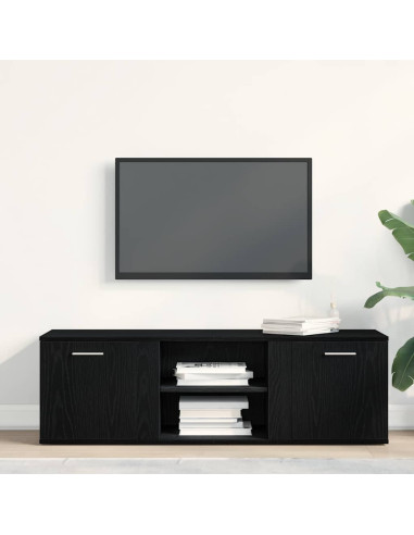 Mobile TV Rovere Nero 120x34x37 cm in Legno Multistrato