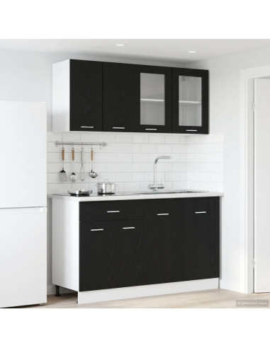 Unità Cucina Lyon 4 pcs Rovere Nero Legno ingegnerizzato