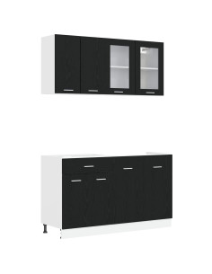 Unità Cucina Lyon 4 pcs Rovere Nero Legno ingegnerizzato 2