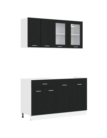 Unità Cucina Lyon 4 pcs Rovere Nero Legno ingegnerizzato