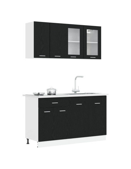 Unità Cucina Lyon 4 pcs Rovere Nero Legno ingegnerizzato