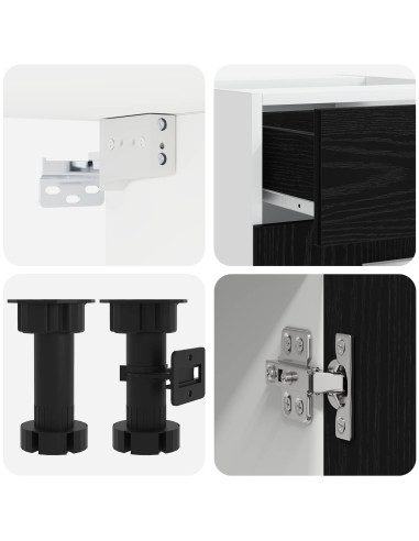 Unità Cucina Lyon 4 pcs Rovere Nero Legno ingegnerizzato