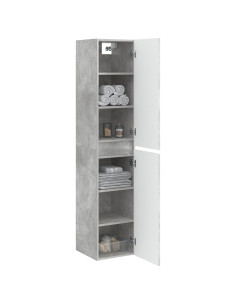 Mobiletto da Bagno a Muro Grigio Cemento 33 x 34,5 x 160 cm 2