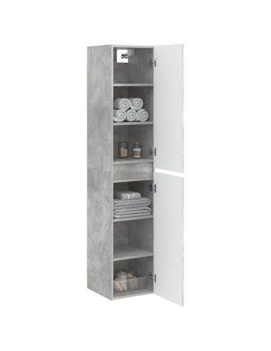 Mobiletto da Bagno a Muro Grigio Cemento 33 x 34,5 x 160 cm