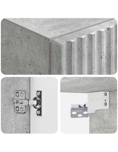 Mobiletto da Bagno a Muro Grigio Cemento 33 x 34,5 x 160 cm