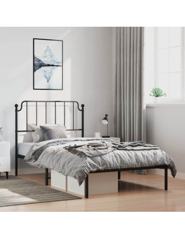 Giroletto con Testiera in Metallo Nero 100x190 cm