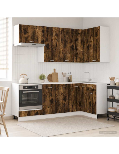 Unità Cucina LYON 8 pcs Rovere Fumo Legno ingegnerizzato