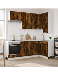 Unità Cucina LYON 8 pcs Rovere Fumo Legno ingegnerizzato