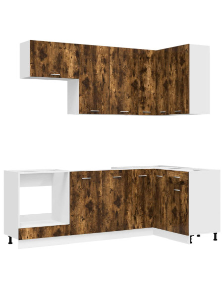 Unità Cucina LYON 8 pcs Rovere Fumo Legno ingegnerizzato