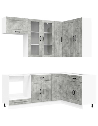 Unità Cucina KALMAR 8 pcs Grigio Cemento Legno ingegnerizzato