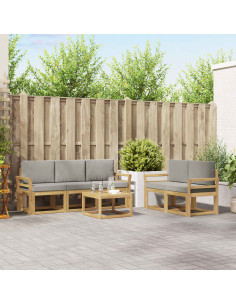 Set di divani da esterno 6 pcs Bianco e Grigio Chiaro