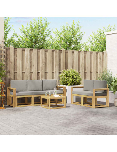 Set di divani da esterno 6 pcs Bianco e Grigio Chiaro
