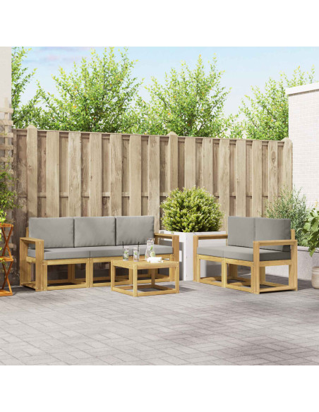 Set di divani da esterno 6 pcs Bianco e Grigio Chiaro