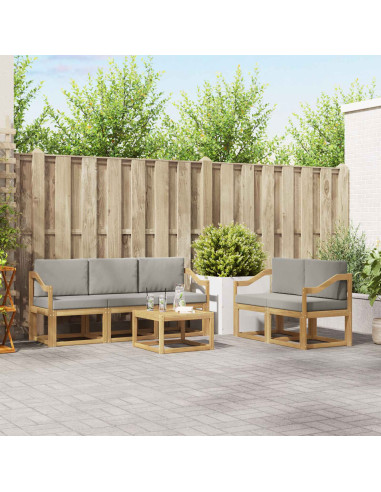 Set di divani da esterno 6 pcs Bianco e Grigio Chiaro