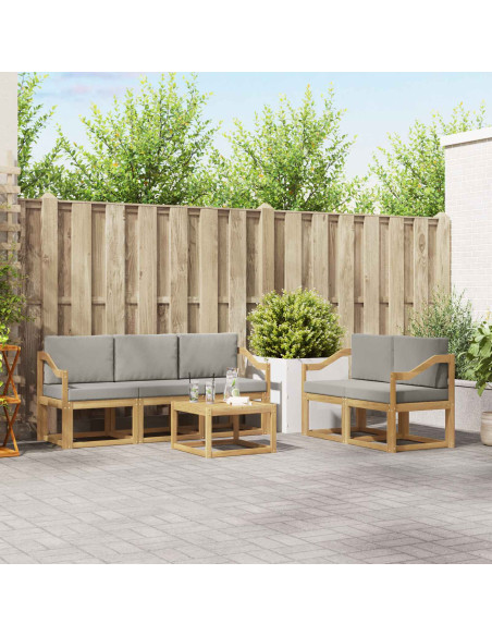 Set di divani da esterno 6 pcs Bianco e Grigio Chiaro