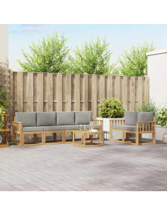 Set di divani da esterno 7 pcs Bianco e Grigio Chiaro