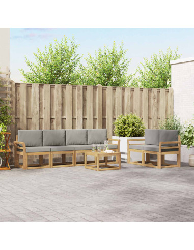Set di divani da esterno 7 pcs Bianco e Grigio Chiaro