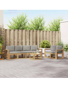 Set di divani da esterno 7 pcs Bianco e Grigio Chiaro