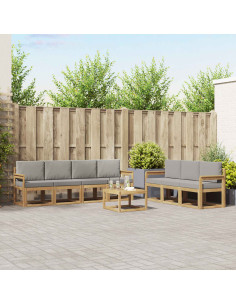 Set di divani da esterno 8 pcs Bianco e Grigio Chiaro