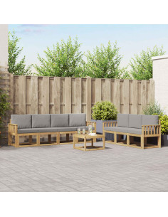 Set di divani da esterno 8 pcs Bianco e Grigio Chiaro