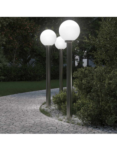 Lampioni a palo 3 pz 120 cm Acciaio Inox IP44
