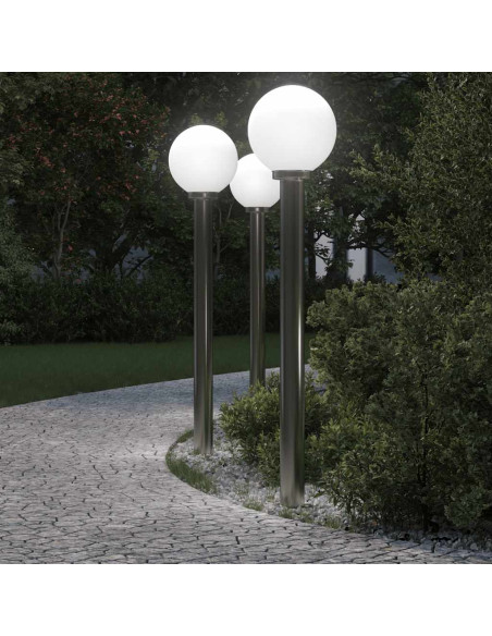 Lampioni a palo 3 pz 120 cm Acciaio Inox IP44