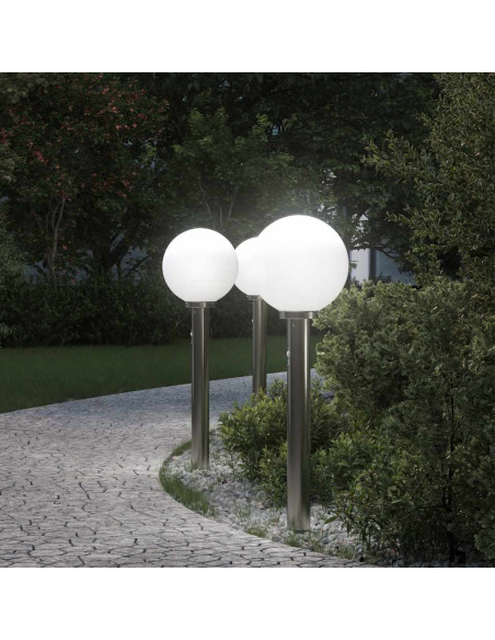 Lampioni a dissuasore con sensore 3 pz 80 cm Acciaio Inox IP44