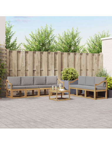 Set di divani da esterno 8 pcs Bianco e Grigio Chiaro