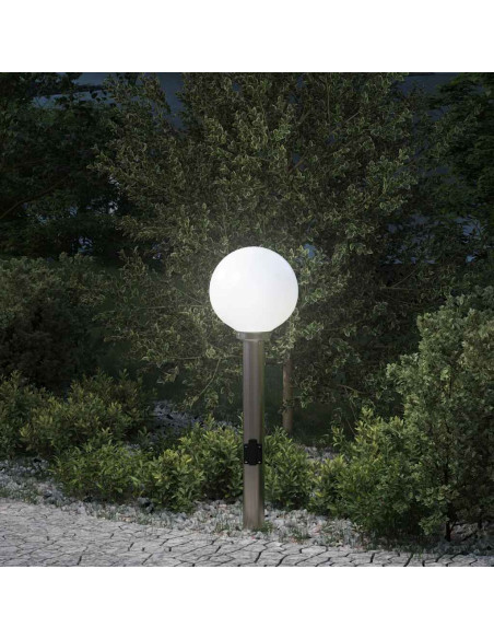 Lampada a paletto con presa elettrica 80 cm Acciaio Inox IP44