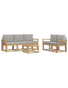 Set di divani da esterno 6 pcs Bianco e Grigio Chiaro 2