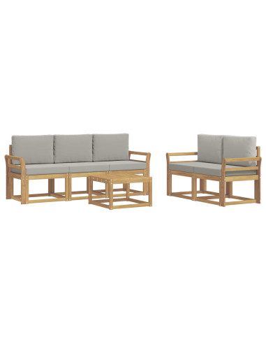 Set di divani da esterno 6 pcs Bianco e Grigio Chiaro