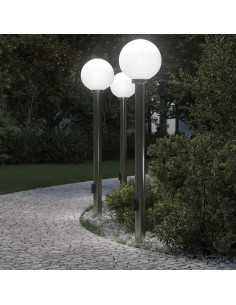 Lampioni a colonnina con presa elettrica 3 pz 120 cm Acciaio Inox IP44