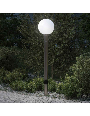 Lampada a paletto con sensore e presa 120 cm Acciaio Inox IP44