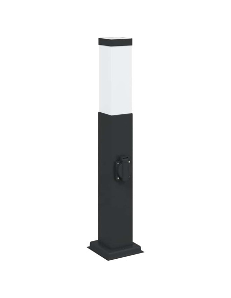 Lampada a paletto con presa elettrica 50 cm Nera IP44