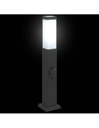 Lampada a paletto con presa elettrica 50 cm Nera IP44