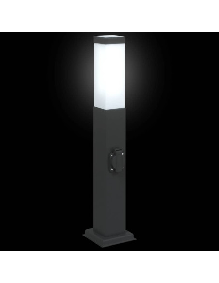 Lampada a paletto con presa elettrica 50 cm Nera IP44