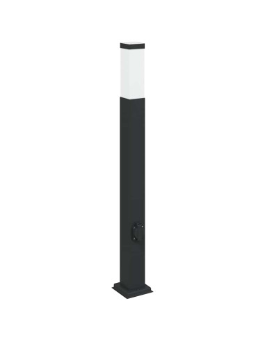 Lampada a paletto con presa elettrica 80 cm Nera IP44