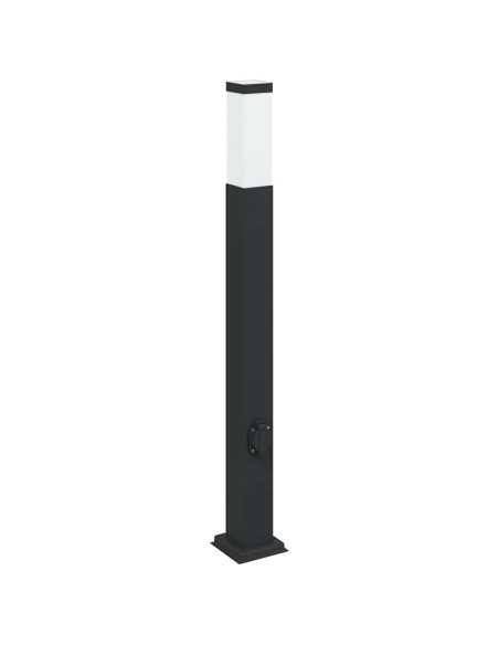 Lampada a paletto con presa elettrica 80 cm Nera IP44