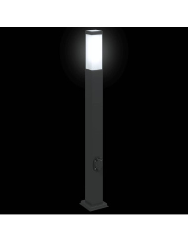 Lampada a paletto con presa elettrica 80 cm Nera IP44