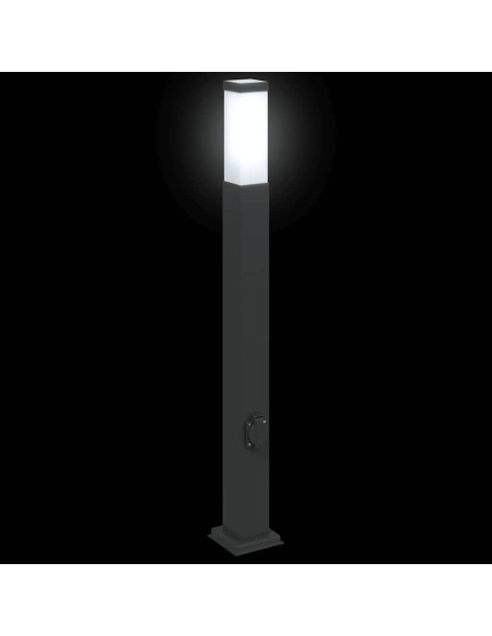 Lampada a paletto con presa elettrica 80 cm Nera IP44