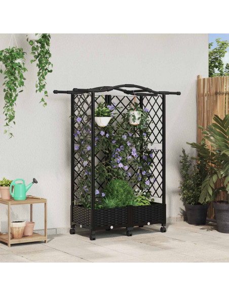 Letto Rialzato con Griglia e Tetto Nero 124 x 40 x 129 cm PP