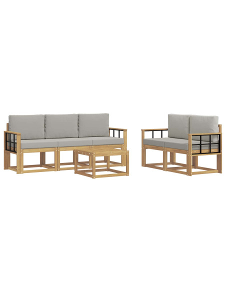 Set di divani da esterno 6 pcs Bianco e Grigio Chiaro