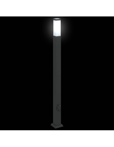 Lampada a paletto con presa di corrente 110 cm Nera IP44