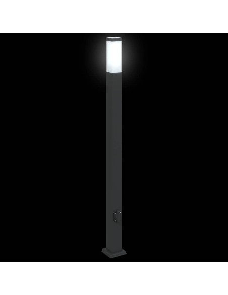 Lampada a paletto con presa di corrente 110 cm Nera IP44