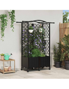 Letto Rialzato con Griglia e Tetto Nero 122 x 40 x 144 cm PP