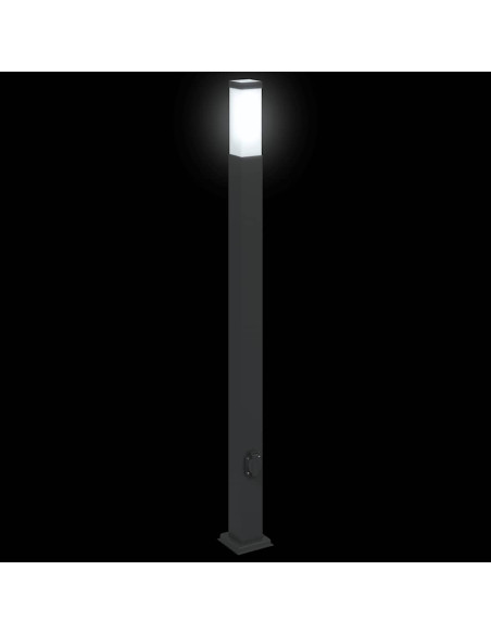 Lampioni a palo con presa elettrica 3 pz 110 cm Nero IP44