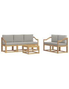 Set di divani da esterno 6 pcs Bianco e Grigio Chiaro 2