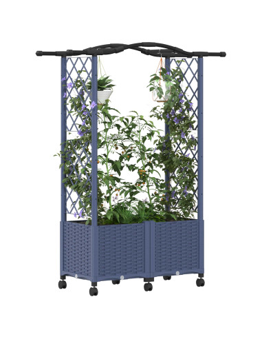 Letto Rialzato con Griglia e Tetto Grigio 125 x 40 x 144 cm PP